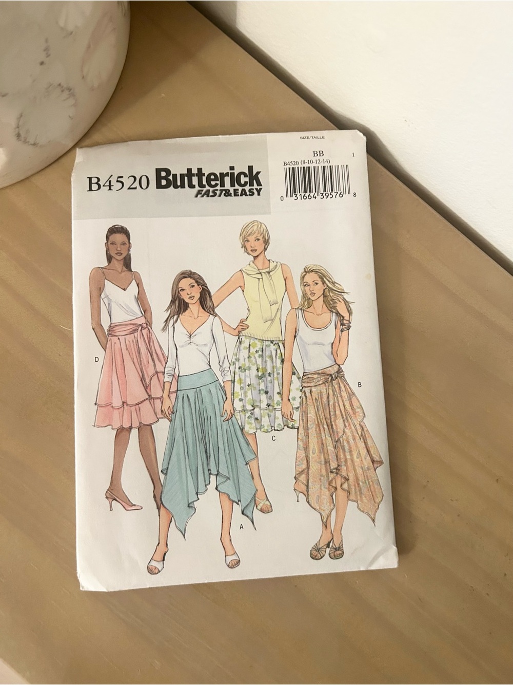 Vintage Butterick B4520 Fast & Easy Misses Handkerchief Hem Skirt Sewing Pattern